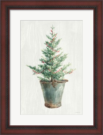 Framed White and Bright Christmas Tree I Print