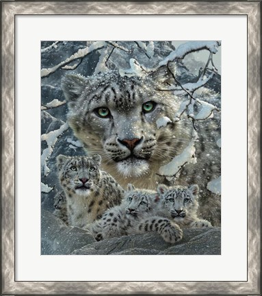 Framed Snow Leopard Collage Print