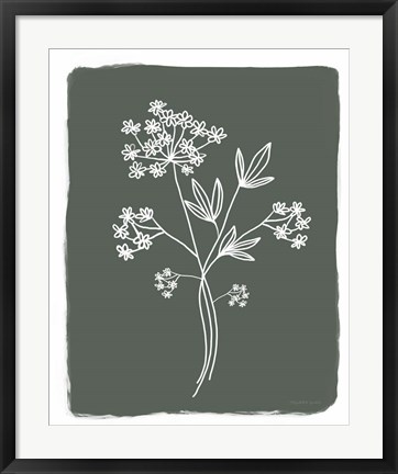 Framed Green Botanical I Print