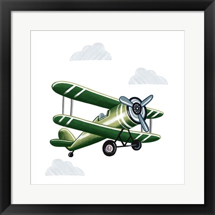 Framed Green Plane Print