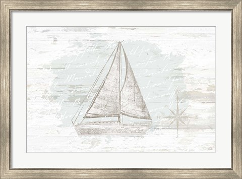 Framed Calming Coastal Sailboat Print