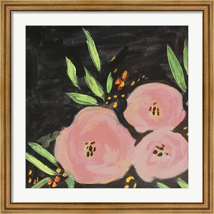 Framed Black and Light Pink Floral Print