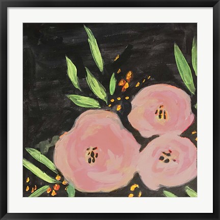 Framed Black and Light Pink Floral Print