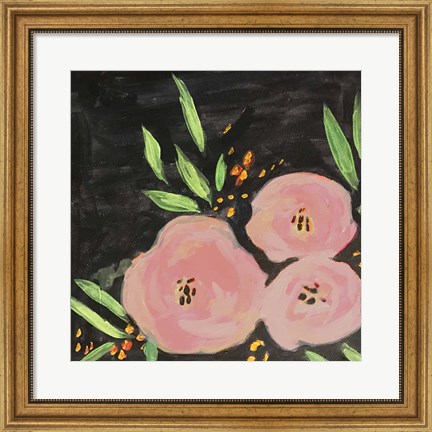 Framed Black and Light Pink Floral Print