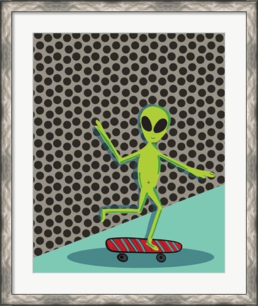 Framed Skating Alien Print