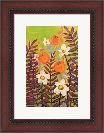 Framed Orange Floral Print