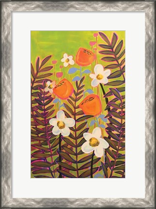 Framed Orange Floral Print