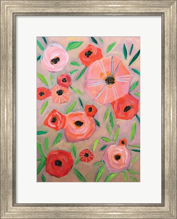 Framed Peach Orange Flowers Print