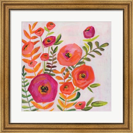 Framed Flowers and Leaves Print