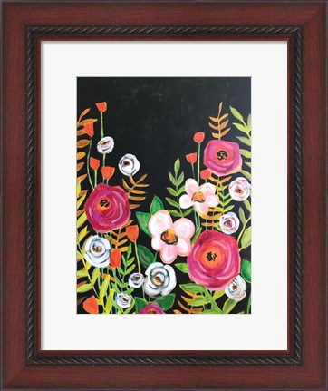 Framed Flowers on Black II Print