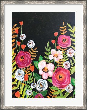 Framed Flowers on Black II Print