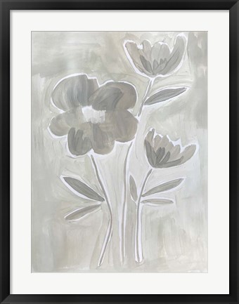 Framed Grey Flowers Print