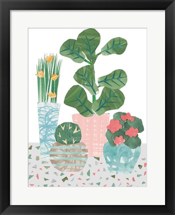 Framed Flower Party on Terrazo Print