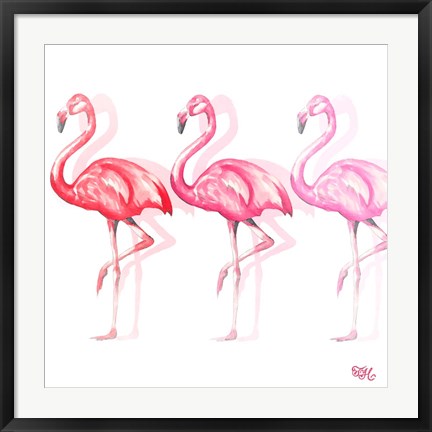 Framed Flamingo Trio II Print