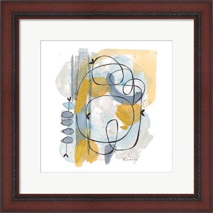 Framed Dreaming In Gold And Blue I Print