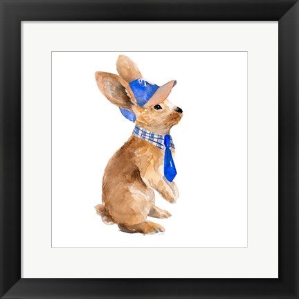 Framed Trendy Meadow Buddy I (Ball Cap and Tie) Print