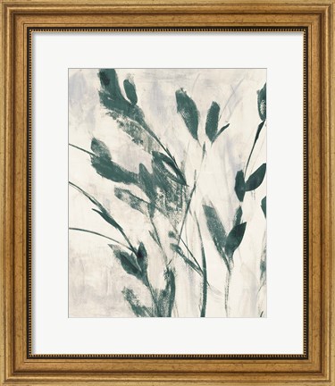 Framed Green Misty Leaves II Print