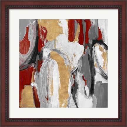 Framed Red and Gold City Symphony I Print