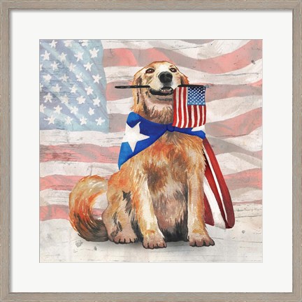 Framed Flag Waving Pup Print