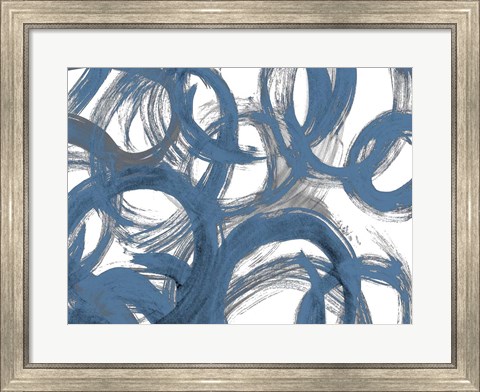 Framed Blue and Gray Strokes Print