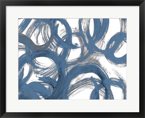 Framed Blue and Gray Strokes Print