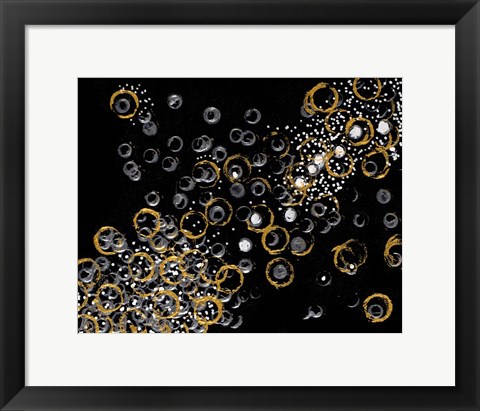 Framed Black and Gold Bubbles II Print