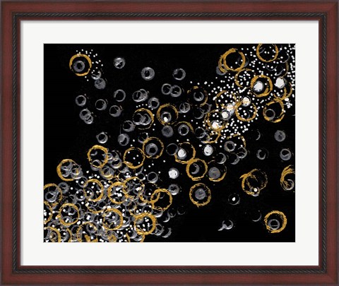Framed Black and Gold Bubbles II Print