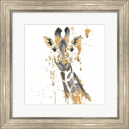 Framed Gold Water Giraffe Print