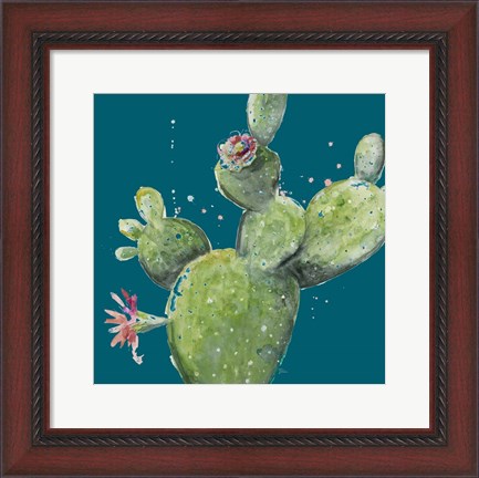 Framed Natural Desert Cactus On Blue I Print