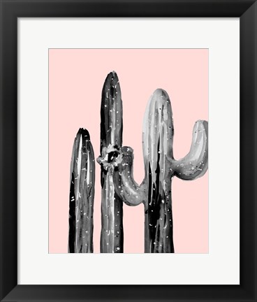 Framed Natural Desert Cactus On Blush Print