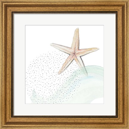 Framed Turquoise Ocean Treasure Star Print