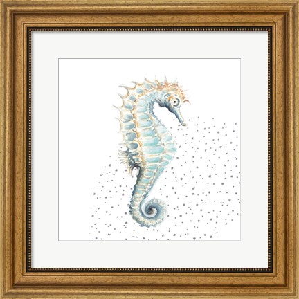 Framed Turquoise Seahorse Print