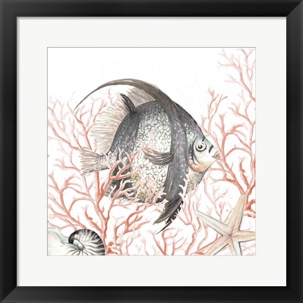 Framed Ocean Fish On Coral Print