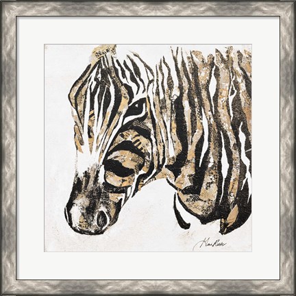 Framed Speckled Gold Zebra Print