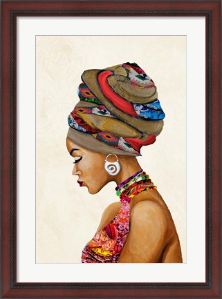 Framed African Goddess on Beige Print