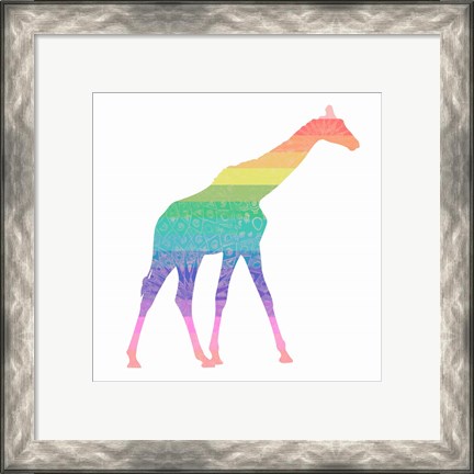 Framed Rainbow Giraffe Print