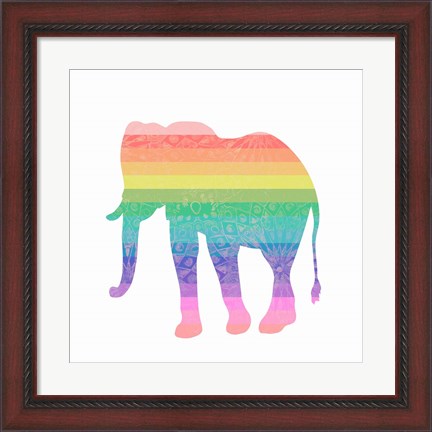 Framed Rainbow Elephant Print