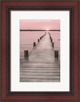 Framed Pink Sunset at the Dock Print