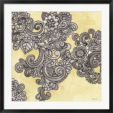 Framed Yellow--Gray Pattern 1 Print