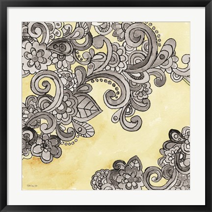 Framed Yellow--Gray Pattern 2 Print