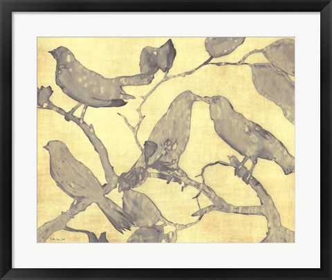 Framed Yellow-Gray Birds 1 Print