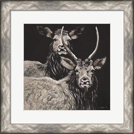 Framed Two Woodland Deer Print