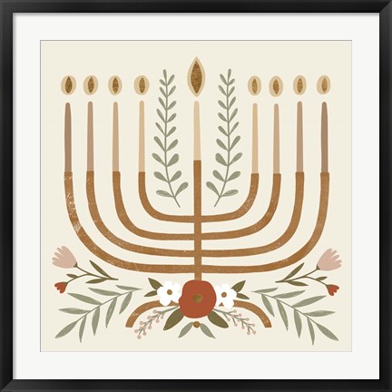 Framed Natural Hanukkah I Print