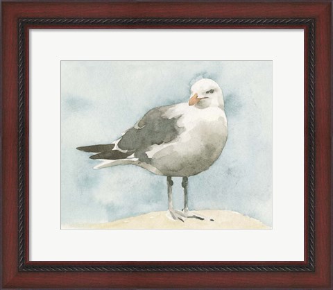 Framed Simple Seagull I Print