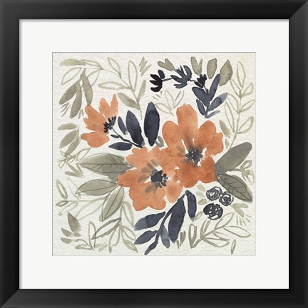 Framed Sienna &amp; Paynes Flowers I Print