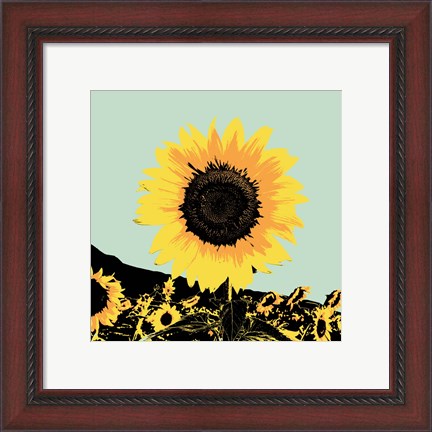 Framed Pop Art Sunflower I Print