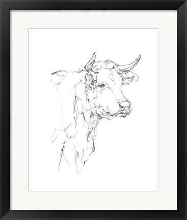 Framed Bovine Quick Study I Print