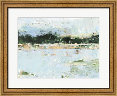Framed Treelined Waterfront I Print