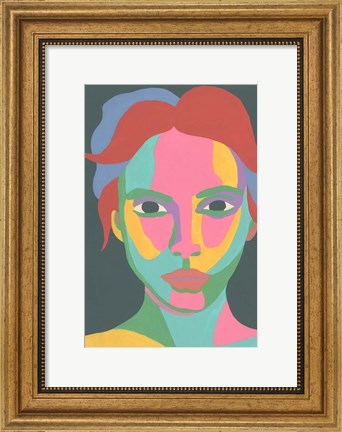 Framed Colorblock Face I Print