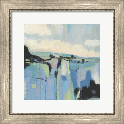 Framed Abstract Shades of Blue I Print